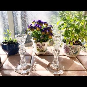 Antique 50s Crystal Candle Holders